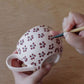 Café Genshin Japanese Gift Mug & Plate Set Flowers Pattern Brown