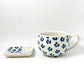 Café Genshin Mug & Plate Set [Tobe Ware] Flowers Pattern Blue